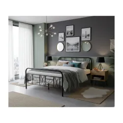 APRODZ Foldable Bed Double Size for Sleeping | Metal Folding Bed Double with Mattress | Portable Foldable Guest Bed | No Assembly Required | Powder Coated Bed | Easily Storable, Black