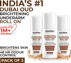 Aqueria Multi Active Underarm Roll On | 5.5% AHA BHA | Dubai Oud Fragrance Deodorant Roll-on - For Men & Women (150 ml, Pack of 3)