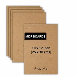ArtzFolio MDF Board 2.1mm Thick Cutout Sheets for DIY Art Craft Project | Unfinished Sides Engineered Wood Blanks for Paintings, Laser, Engraving | 10x12 inch (25x30 cms) | Pack of 5