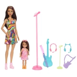 Barbie® Dolls & Accessories, Sisters Pop Star-Themed Playset, and Chelsea™ Dolls with Musical Pieces, Toy Gift for Kids​
