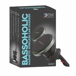 BASSOHOLIC BLWC01 15W Fast Wireless Car Charger, Qi-Certified, Secure Mount