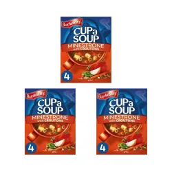 Batchelors Cup A Soup Minestrone with Croutons- 94gms | Easy Instant Meal | Classic Italian Flavours | Home Style Soup | Ready in Minutes | No Additives or Preservatives | Serves 3-4 (Pack of 3)