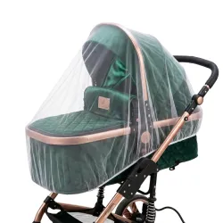 Bembika Baby Stroller Mosquito Net for Pram, Carry Cot & Bassinet Universal Breathable Mesh Insect Protection Cover for Babies Elastic Fit Lightweight Foldable Baby Safety Net (White)