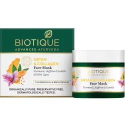 Biotique Ubtan & Collagen Skin Brightening Face Pack Mask for Fairer, Brighter & Tan Free Skin |Dark Spot & Blemish Reduction|For Men & Women -50g