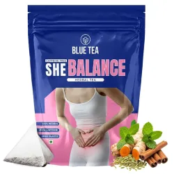 BLUE TEA - She Balance Tea - 30 Tea Bags - Plant Based | PCOS & PCOD RELIEF | Helps in Balancing Hormones - Reduces Facial Hair | Caffeine Free - Herbal Tea | Ziplock Pack