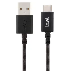 boAt Type-C A400 | Type-C to USB A 2 Mtrs USB Cable | 3A Fast Charging & 480mbps Data Transmission | Compatible for all Smartphones & Tablets (Black), 2M