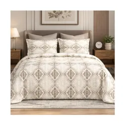 Bombay Dyeing Ethnic Brown Super King Size Bedsheet Set (3 Pc)