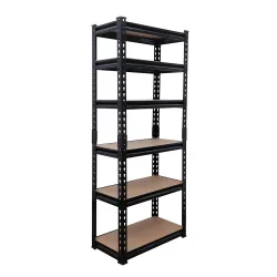 BonKaso Adjustable 6-Shelf Metal Storage Rack | Heavy-Duty Steel Boltless Rivet Utility Shelving Unit for Garage, Kitchen & Office | 62 Inches Height (62 x 24 x 12 in) – Black