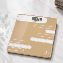 Btag Premium Digital Body Weight Scale | 26×26 cm Wide Platform | Clear LCD Display | Anti-Skid Base | 180 kg Capacity Abstract Design, 6 Months Warranty (Camel)