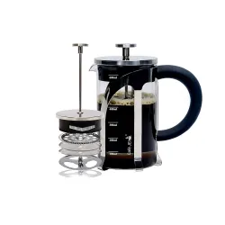 Cafe JEI French Press Coffee and Tea Maker 600ml with 4 Level Filtration System, Heat Resistant Borosilicate Glass, (Steel, 600ml)