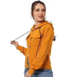 Campus Sutra Women cotton Premium Zipper Hoodie-Grey
