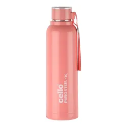 CELLO Puro Steel-X Benz 900 Inner Steel Insulated Water Bottle 650 ml, Peach | ISI Certified, BPA Free, Leakproof | Sturdy & Durable | Ideal for Office, College, Gym, Cycling, Camping & Outdoor Sports