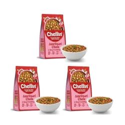 Cheffin' Amritsari Chole, 300g | Chef Curated Gourmet Cooking Kit | Ready in 5 Min | 100% Natural, No Preservatives | Serves 2-3 (Pack of 3)