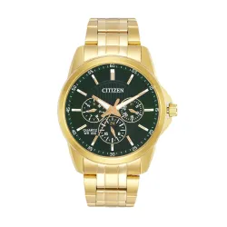 Citizen Stainless Steel Analog Quartz Multifuction Men's Black Dial Watch - AG8343-50X, Band Color-Two-Tone