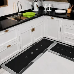 Cortina 2 Pcs Kitchen Mats, Waterproof Memory Foam Kitchen Rugs, Standing Desk Mat Floor Mats, Comfort Runner Rug Carpets for Kitchen Floor, Sink - (120 * 40 cm, 40 * 60 cm, Black)