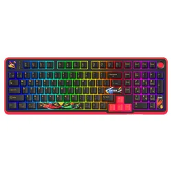 Cosmic Byte Arcturus 98 Tri-Mode Wired/2.4G/BT Gasket Mechanical Keyboard, 3/5PIN, Pre-Lubed Outemu Yellow Switches, Per Key RGB, PBT, Knob, 4000mAh, Orbit Software for Win/Mac/Linux (Black Red)