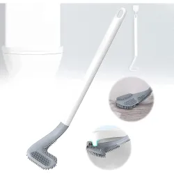 CREDEX L Shape Toilet Cleaning Brush - Angled Bristle Brush with Long Handle for Under Rim Cleaning