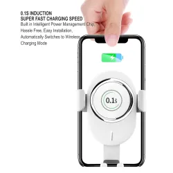 DUDAO F3 Pro Car Mobile Phone Stand Mount with Wireless Mobile Charging for Car,Dashboard, Windscreen, Mobile Holder with Wireless Charging - White