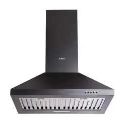 Elica 60cm 1350 m3/hr Baffle Filter Kitchen Chimney | 5 Years Motor Warranty | Push Button Control | Black | AH PLUS 260 BF NERO