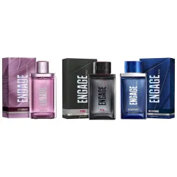 Engage Femme Eau De Parfum for Women, Citrus and Floral, 90ml & Engage Yin Eau De Parfum for Men, Fruity and Floral, 90ml & Engage Homme Eau De Parfum for Men, Citrus and Woody, 90ml