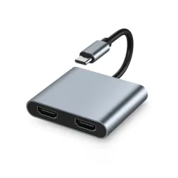 Etzin USB-C to Dual HDMI Adapter, 4K@60Hz, Compatible with MacBook Pro 2016-2020, MacBook Air 2018-2020, iPad Pro 2018-2020, Windows, Linux, Android