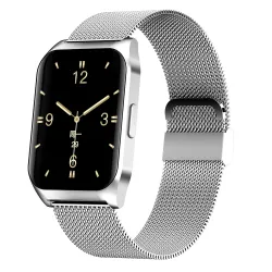 French Connection Smart Man Full Touch Smartwatch with Mesh Band (Color: Silver) with 1.69'' Large Display, Bluetooth, Sport Modes, Metal Body, Heart Rate Monitor, Multiple Watch Faces- E17-D
