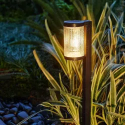 GIGAWATTS GW-233 Solar Pathway Lights 800mAh Battery Filament Bulb BIS Approved Outdoor Waterproof Lamp with 2V Panel for Garden Yard Decor (1 Pc, Warm White)