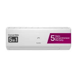 Godrej 2024 Model 1.5 Ton 5 Star Split Inverter 5-In-1 Convertible with Heavy Duty Cooling at Extreme Temperature AC (EI 18IINV5R32 WYS, White)