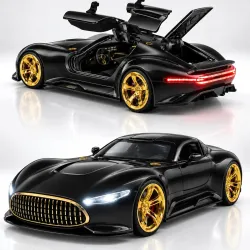 GRAPHENE 1:32 Scale Diecast Metal Toy Car SUV Model Friction Powered Pull Back Supercar Openable Doors LED Lights Sound Realistic Miniature Collectible Display Gift for Boys Girls Kids 3+ Years