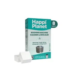 Happi Planet | Washing Machine Cleaner & Descaler Tablets | 8 Tablets | Removes Tough Grime, Limescale & Soap Scum | Used for Top & Front Load | Protects Clothes from Residue