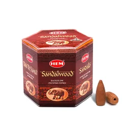 Hem Sandalwood Fragrance Backflow Incense Cones|Agarbatti for Home Freshness, Positive Energy & Yoga Meditation|Pooja Item for Home | Burning Time: 25-30 Minutes |Pack of 2-40 Cones Each
