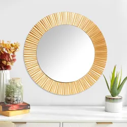 Home Centre Corsica Reflection Gold Glass Round Wall Mirror
