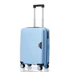 HRX Parabola Cabin Size Light Blue Polypropylene Hard Shell Suitcase - Premium Travel Trolley Bag with 8 Spinner Wheels, Number Lock & Water Resistant Body