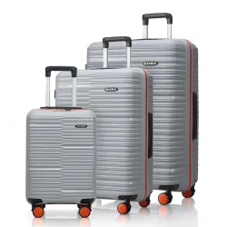 HRX Zanzibar 3Pc Set Canes Grey Polypropylene Hard Shell Suitcase Set - Premium Travel Trolley Bags with 8 Spinner Wheels, Number Lock & Water Resistant Body