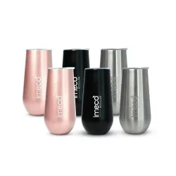 IMECO ECO Luxe Stainless Steel Wine Tumbler 300 ml (Set of 6 - Silver, Black, Rose Gold) | BPA-Free & Travel-Ready | Lightweight, Reusable, Durable | Perfect for Office, Gym & Everyday Use