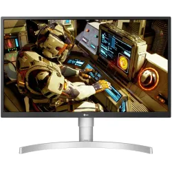 LG 69 cm/27 inches LCD 4K-UHD 3840 x 2160 Pixels HDR 10 Monitor with IPS Panel for Designing, Radeon FreeSync, Height/Pivot/Tilt Adjustable Stand, HDMI x 2, Display Port- 27UL550 (White)