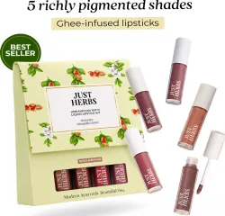 Just Herbs Enriched Liquid Lipstick Kit Set of 5 Nude (Brown, 4.5 ml)