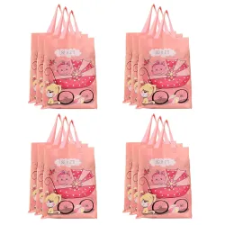 Kuber Industries (Pack of 12) Shopping Handbag | Foldable Shopping Bag | Reusable Grocery Bags | Vegetable Bag | Carry Bags with Handle | Gifting Bag | Girl-Print | Peach
