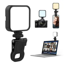 LED Video Light Clip On 49 Beads Adjustable Brightness for Phone Camera