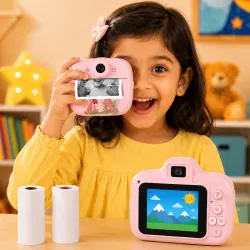 Lifelong 2-in-1 Mini Printer Camera for Kids | 1080P HD Photo, Video Recorder, Instant Printer, USB Rechargeable | Upto 32GB SD Card Storage Support (Not Included), Games, Filters Gift 3-12 Yrs