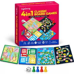 Lifelong 4-in-1 Classic Board Games Set | Ludo, Snakes & Ladders, Money Game & Drive Your Car | Indoor Educational Board Game Set with Dice & Pawns | Fun Games for Boys, Girls & Adults