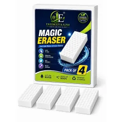 Magic Eraser Sponge for Wall Pack of 4 High Density Melamine Sponge | White Cleaning Sponge for Marks | Water Activated Eraser | Multipurpose Cleaning Pad