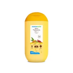 Mamaearth Ubtan Moisturizing Body Lotion with Turmeric & Saffron for Glowing Skin - 100 ml | 48H Moisturization | Nourishes Dry Skin | 7in1 Total Care | 100% Natural Butter | Non-Greasy Smooth Skin