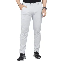 Regular Fit Trousers for Men | Cotton Blend Fabric | Self-Design Mid-Rise Bottoms | Formal & Everyday Wear Pants (Pack of 1)