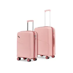 Meridian Set of 2 Trolley Bags Cabin + Medium Polypropylene Hard Suitcase, 8 Spinner Wheels, 2-Pocket Convipack, Recessed Number Lock for Men & Women Blossom Pink/Megenta Pink