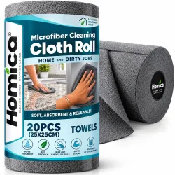Microfiber Cleaning Cloth Roll 20 Pcs, Reusable & 4000 Times Washable - 10X Cheaper Than Paper, Ultra Absorbent Lint Free, Tearable Dusting Wipes for Kitchen, Glass, Car & Home Cleaning,