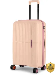 NASHER MILES Medium Check-in Suitcase (65 cm) 8 Wheels - Springfield Hard-Sided Polypropylene Luggage 24inch Trolley Bag for Travel - Beige, Pink
