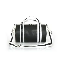 Nautica Unisex 6.5L PU Mini Barrel Duffel Bag | Faux/Vegan Leather | Lightweight & Durable Silver-Tone Hardware with Stash Pocket | Weekend Travel & Gym Carry-On with Detachable Strap | Black