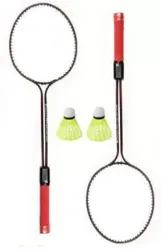 NSP Double Shaft Florescent 2 Badminton Racket,2 Plastic Shuttles Kit Badminton Kit