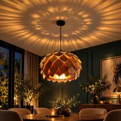 One94Store Wooden Pendant Lamp | Premium Handcrafted Hanging Ceiling Light with Warm White Glow | Rustic Decorative Light Fixture for Living Room, Bedroom, Dining Area, Café, Restaurant & Home Décor